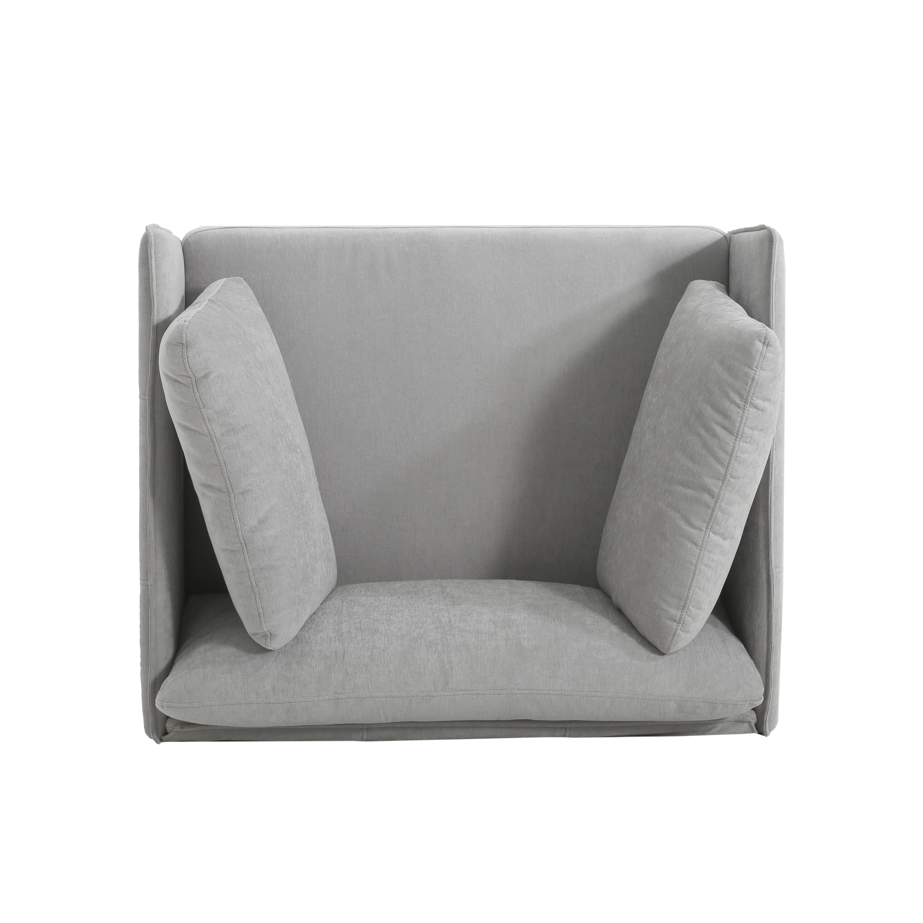 MAYEERTY 39" Vintage Gray Polyester Lounge Chair - Solid Wood Frame, Steel Legs & Accent Seating