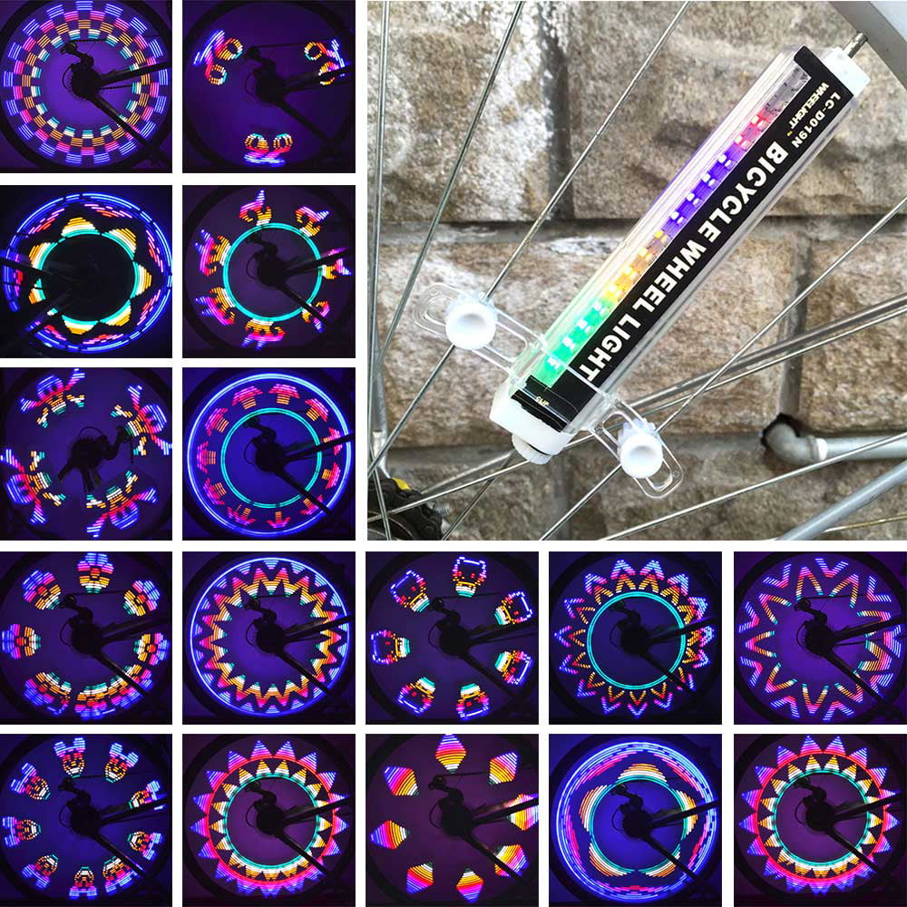 16 Colorful LED Lights 42 Patterns Water Resistant Bicycle Bike Cycling Wheel Light Lamp - Walmart.com