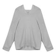 thumbnail image 2 of KaLI_store Color Block Sweater for Women Women's Crew Neck Pullover Sweater Solid Color Casual Warm Lightweight Knit Sweaters Grey,XXL, 2 of 5