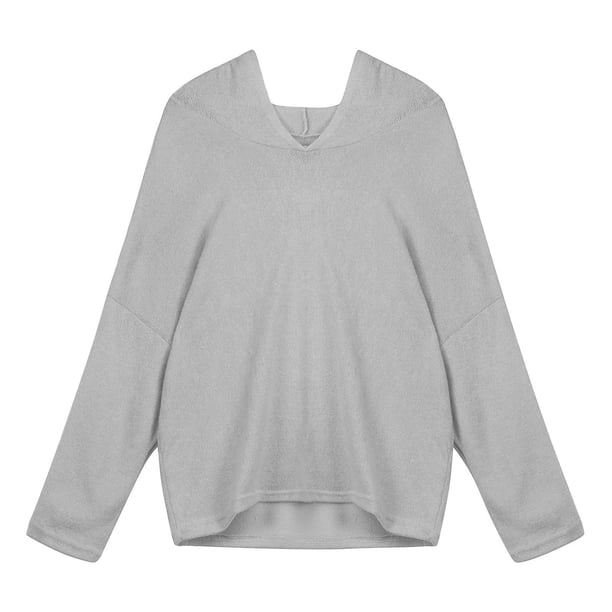 Puntoco suéter mujer moda suelta talla grande Color sólido capucha manga larga suéter tops liquidación de Navidad Puntoco Puntoco-617