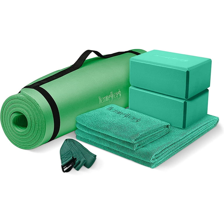 HemingWeigh Yoga Mat Green Thick Yoga Kit for Home Workouts Non-slip Gift  Set