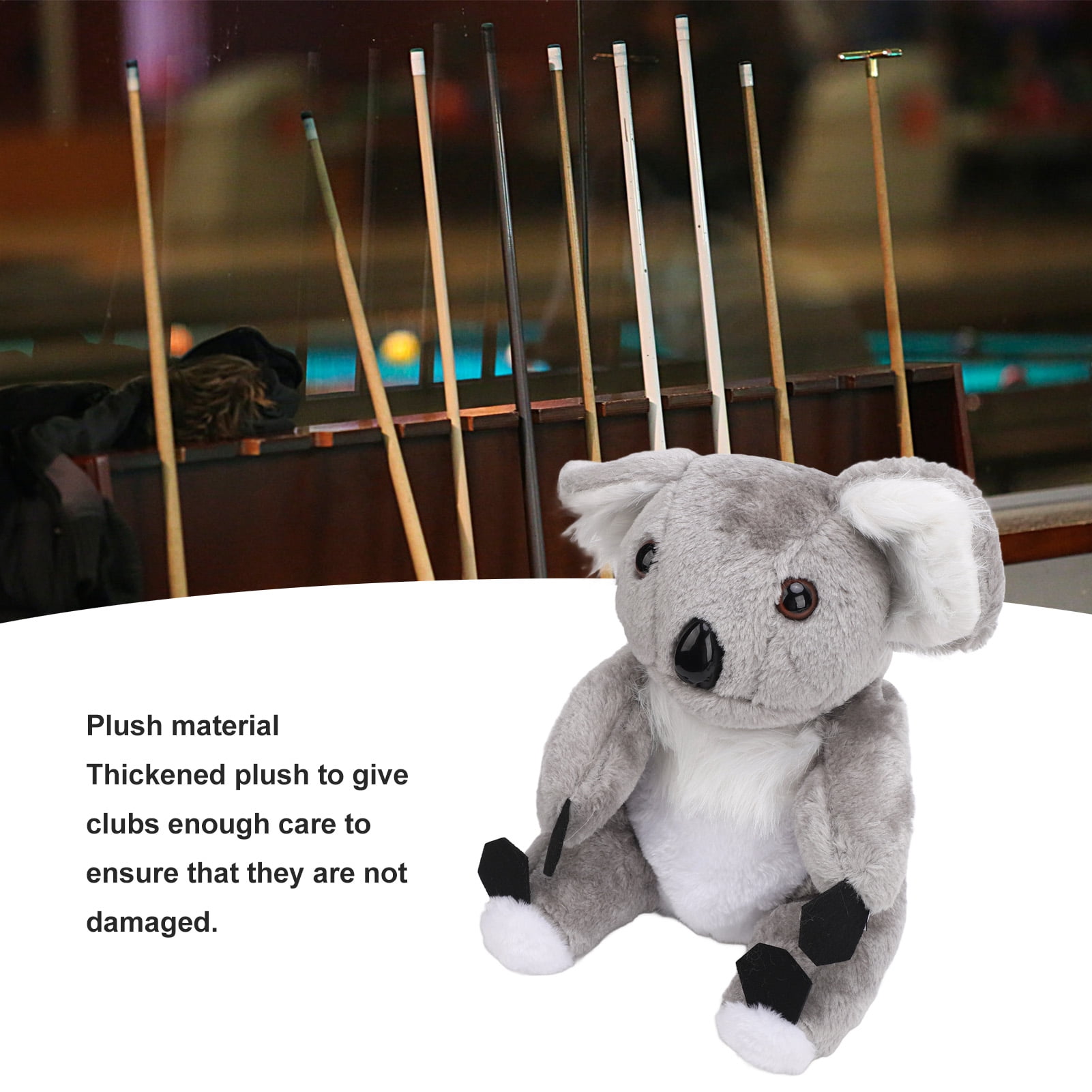 NFTIGB Golf Club Head Cover Koala Bear Plush Soft Cute Animal Headcover for Number 1 Driver Wood Club, Gray (11.8 inches / 30.0 cm)