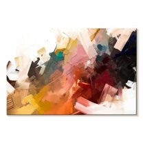 Elephant Stock Large Abstract Oil Wall Art - Horizontal Canvas Wall Art - Living Room Wall Decor - Abstract Canvas - Beige And Red Decor - 39" x 26"