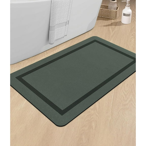 Bathroom Mat Rugs Large 48x20, Ultra Thin Magic Mat Bathroom Rug Non Slip Bath Rugs Quick Dry Absorbent Bath Mats for Bathroom Floor, (Dark Green, 48"x20")
