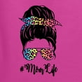 thumbnail image 2 of Mom Life Messy Hair Bun | Tie Dye Leopard Print Bandana | Funny Mother's Day Mother's Day Womens Long Sleeve T-Shirt, Fuschia, XL, 2 of 5