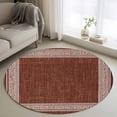 thumbnail image 2 of Coffee Brown Retro Greek Key Large Area Rugs for Bedroom Living Room, Soft Non Slip Carpet Bedside Rug, Geometric Greece Ancient Farmhouse Round Floor Cover Kitchen Accent Rug 3' for Office, 2 of 9