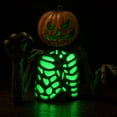 thumbnail image 5 of Hovilon Glow in The Dark Skeleton Pumpkin Half Body Statue, Lifelike Tree Bark Resin Groundbreaker Decor, Outdoor Yard Garden Spooky Prop for Halloween Party, Neon Green Luminous Holiday Ornament, 5 of 7