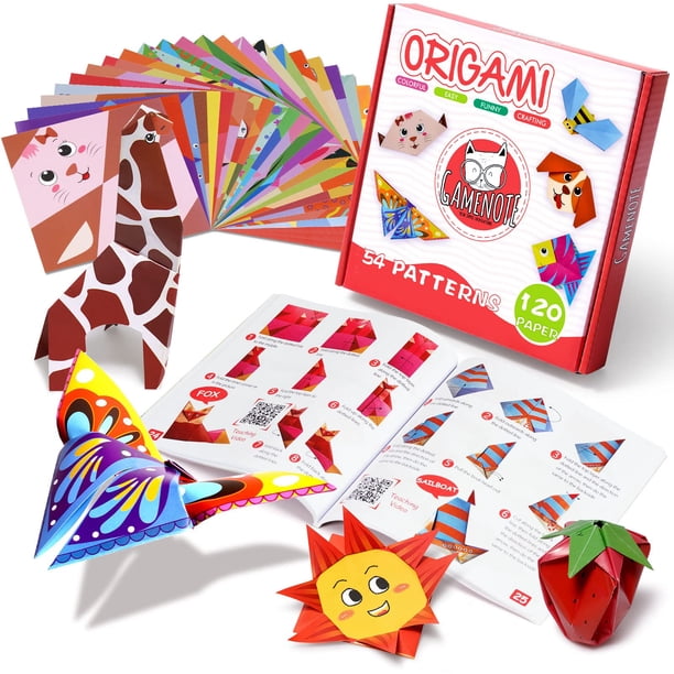 Kit de origami GameNote Colorful para 54 proyectos con 120 papeles, 4 o más