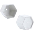 thumbnail image 5 of Small White Succulent Planters with Bamboo Tray, Hexagon Set of 4 Geometric Cactus Holder Pots for Tabletop and Home Office Decor, 5 of 5