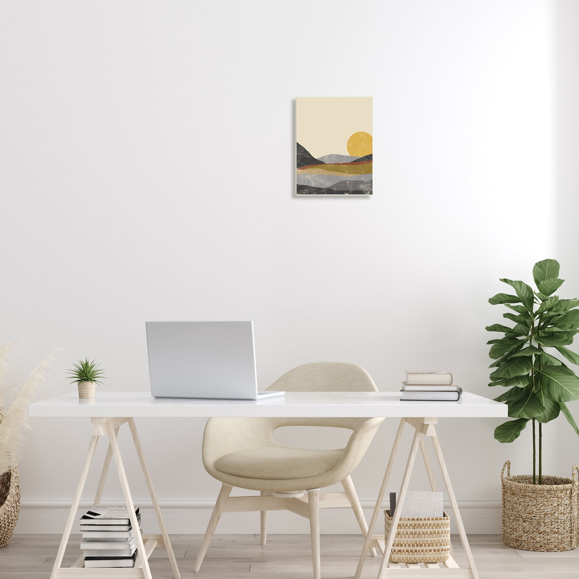 Stupell Industries Sunrise Cliffs Modern Blocked Landscape Grunge Pattern,13 x 19, Design by Sn Ball