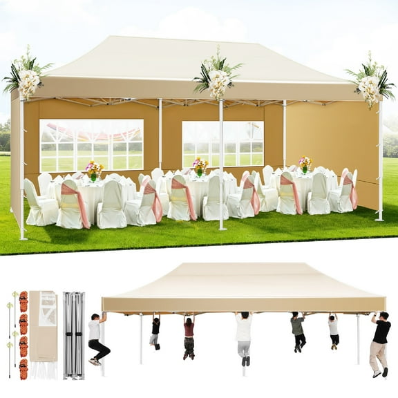 Heavy Duty Pop Up Canopy Tent,Wind Waterproof Outdoor Party Tents for Parties Wedding Canopy Gazebo