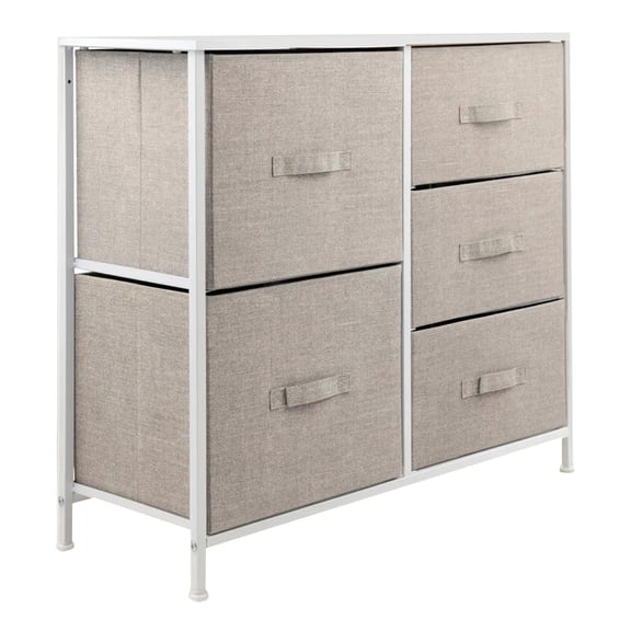 Comoda Cajonera 5 Cajones Mueble Organizador de Tela Madera beige L