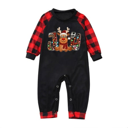

Nomeni Parent Warm Christmas Set Plaid Printed Home Wear Pajamas Jumpsuit Romper