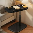 thumbnail image 3 of ZYNERY 30x45x45-80cm Wood CShaped Side Table, 360° Swivel Height Adjustable, Small Coffee Snack Table for Sofa/Bed（Black）, 3 of 7