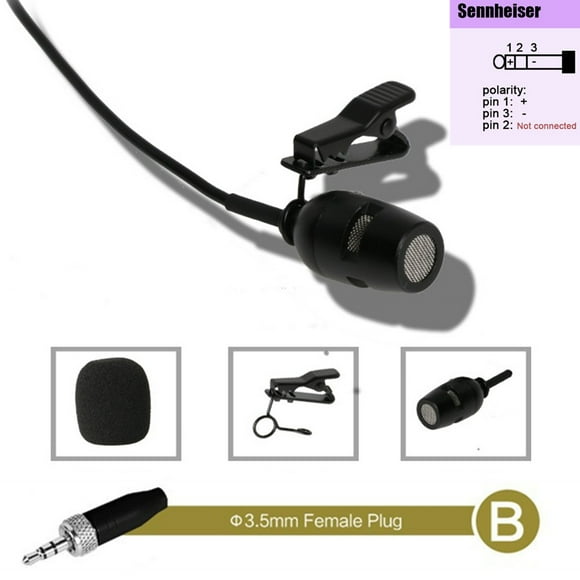 Microphone à Revers Lavalier 4Pin Xlr 3.5Mm pour Shure Sans Fil Noir