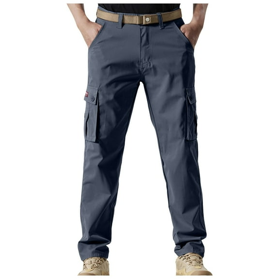 NIEWTR Mens Cargo Casual Joggers Athletic Hiking Pants Cotton Loose Straight Pockets Sweatpants for Men (Grey,36)