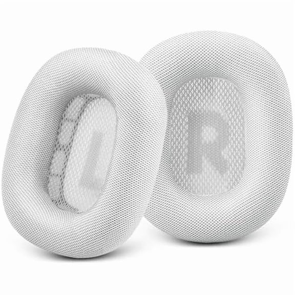 YJJSKEJI Upgraded Ear Cushions Replacement Earpads for Apple AirPods Max Headphones, Protein Leather Ear Pads Cover with Memory Foam and Magnet for AirPods Max (Silver)