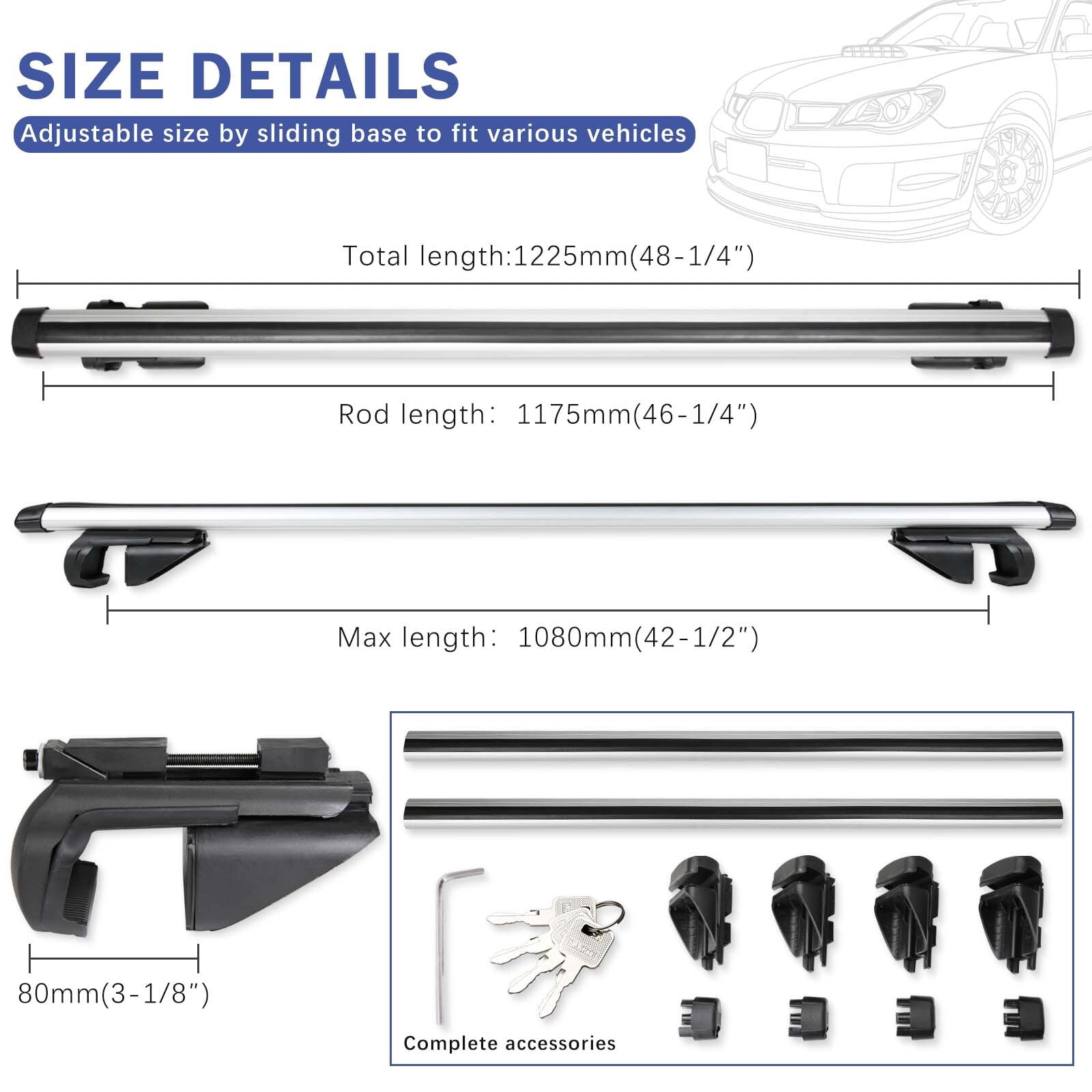 48" Roof Rack Crossbars Luggage Cargo Carrier w/Lock For Jeep Cherokee 2014-2022