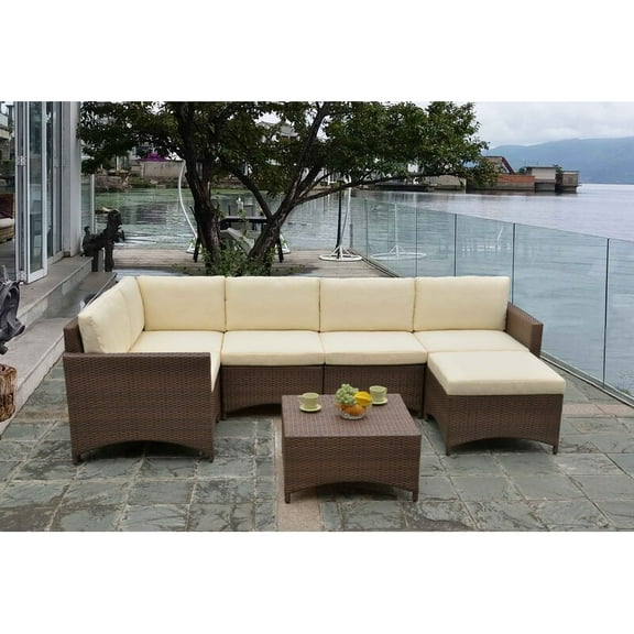 Studio Shine Collection Modular Sectional Sofa with Coffee Table and Ottoman