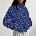 thumbnail image 2 of LUVDA Polka Dot Jacket for Women Long Sleeve Stand Collar Zip Up Casual for Winter, 2 of 8