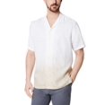 thumbnail image 1 of Tasso Elba Chemises en Lin à Col Montant pour Hommes, Blanc, Large, 1 of 2