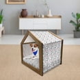 thumbnail image 3 of Lighthouse Pet House, Nautical Anchors Waves Helms and Animal Silhouettes Compass Navigation, Outdoor & Indoor Portable Dog Kennel with Pillow and Cover, 5 Sizes, Indigo Red White, by Ambesonne, 3 of 5