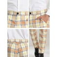 thumbnail image 6 of INSPIRE CHIC Men's Pants Plaid Casual Regular Fit Flat Front Stretch Checked Trousers 36 Red Blue, 6 of 7