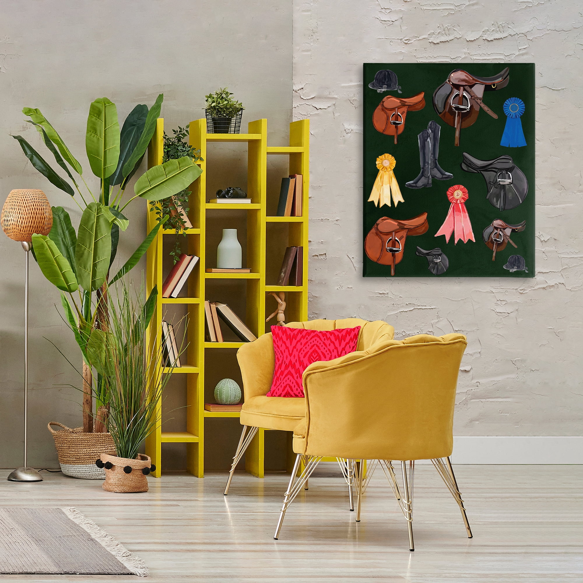Stupell Industries Equestrian Saddles & Ribbons Sports Painting Gallery Wrapped Canvas Art Print Wall Art, 30 x 40