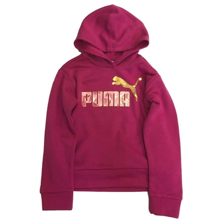 Puma Girls Hot Pink Fleece Fuchsia Athletic Hoodie Sweatshirt Large (12)