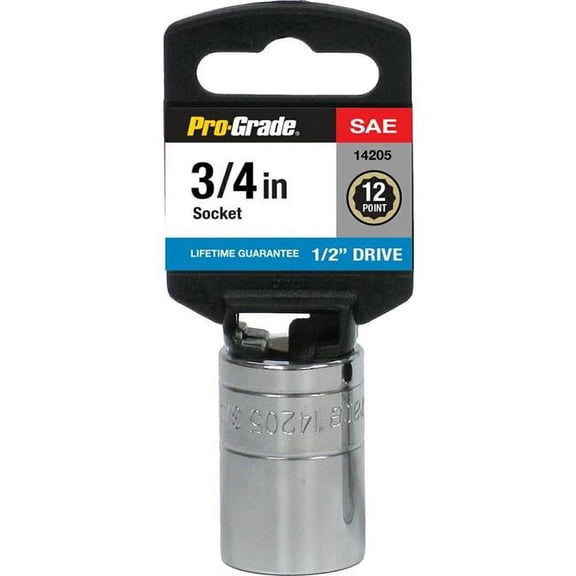 Pro-Grade 1/2in Drive 12 Pt. 11/16in Standard Socket – Chrome Vanadium, Full Polish SAE, 14204