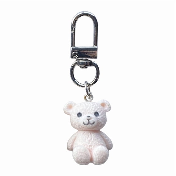 Cute Resin Flocked Bear Keychain Lovely Flocking Bear Keyring Decorative Bag Charm Keychain Pendant Accessory