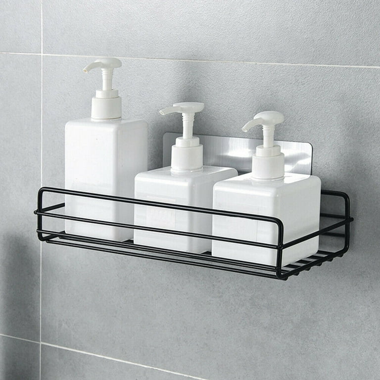 1Pcs Bathroom Shelf Stainless Steel Shower Rack Corner Wall Shelf Square  Bath Shower Shelf Black Silver Storage Organizer Rack