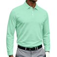 thumbnail image 2 of Hearthz Polo Shirts for Men Soft Breathable Solid Color Mens Long Sleeve Shirt Moisture Wicking Golf Polos for Men Green XXL, 2 of 9