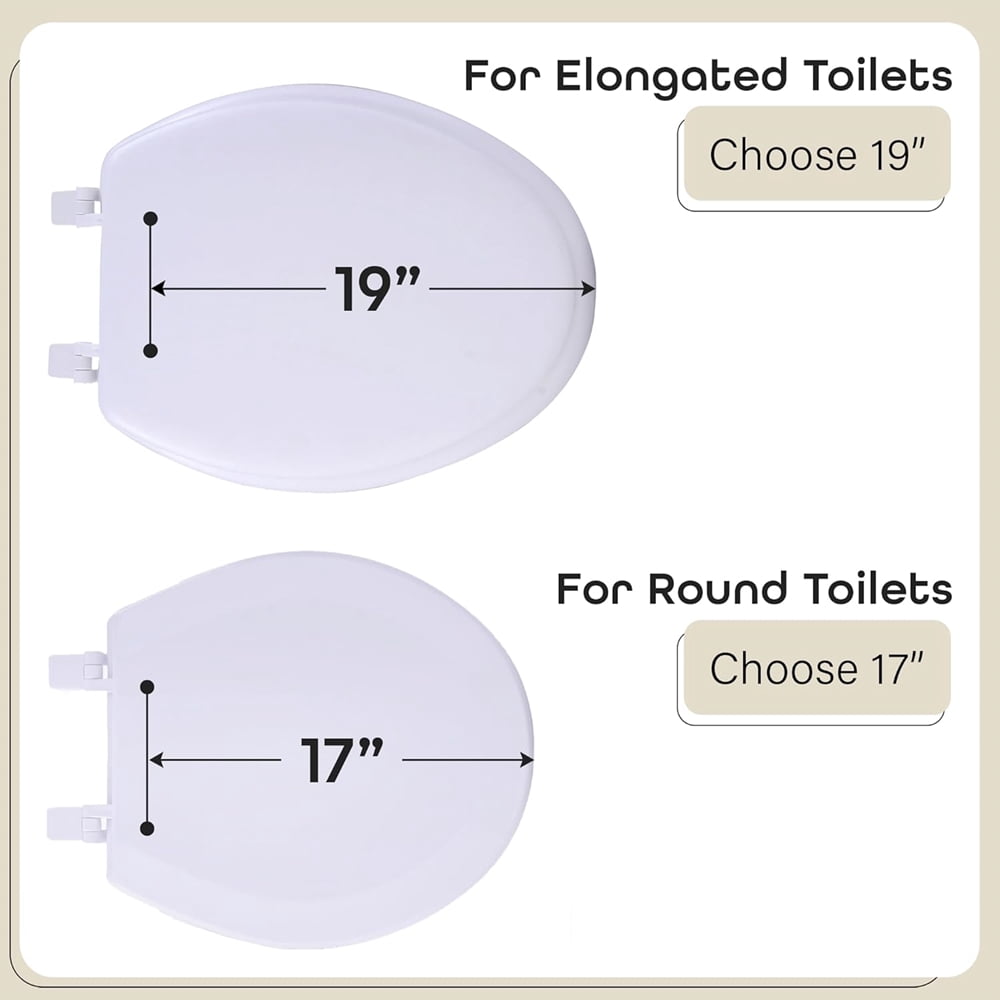 Elongated Wood Toilet Seat, White - 19 Inch - Fits All Elongated Size Fixtures - Easy to Install Fantasia by Achim Home Decor