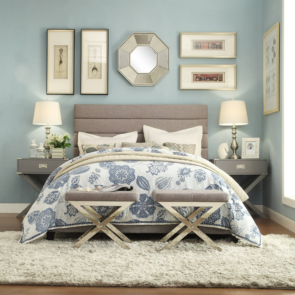 Marion Horizontal Tufted Grey Linen Headboard, King Size ...