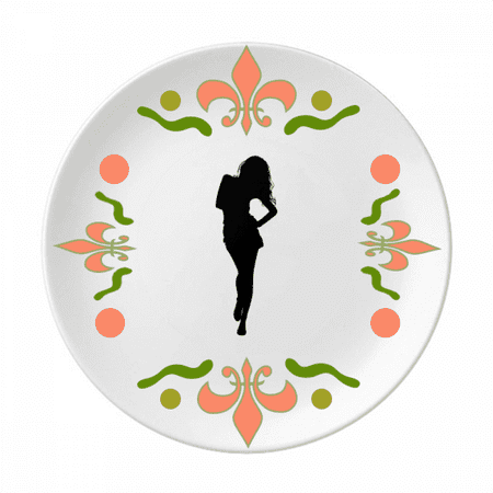 

Hot Beautiful Woman Walking Outline Flower Ceramics Plate Tableware Dinner Dish