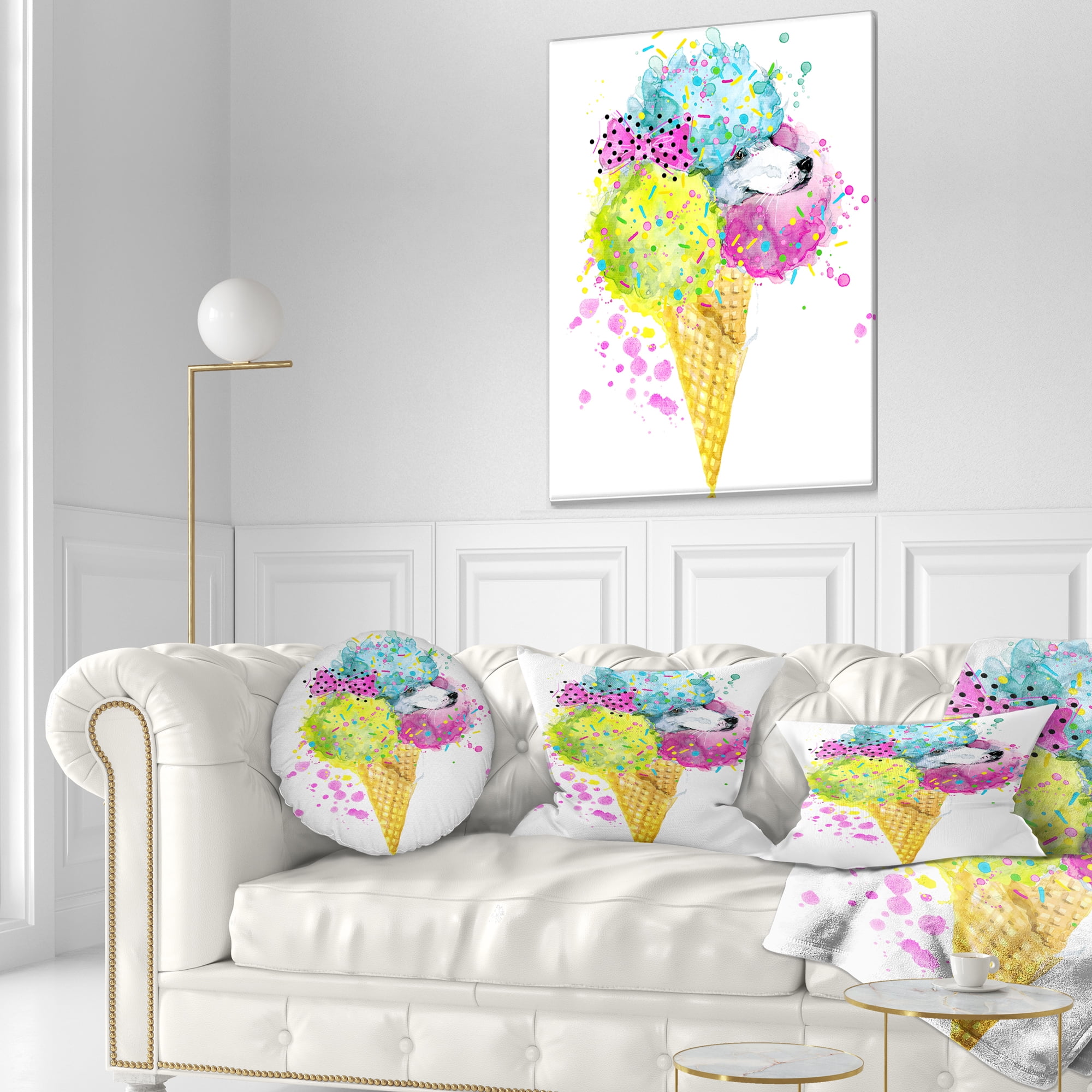 Designart Cute Colorful Puppy Dog - Animal Throw Pillow - 12x20