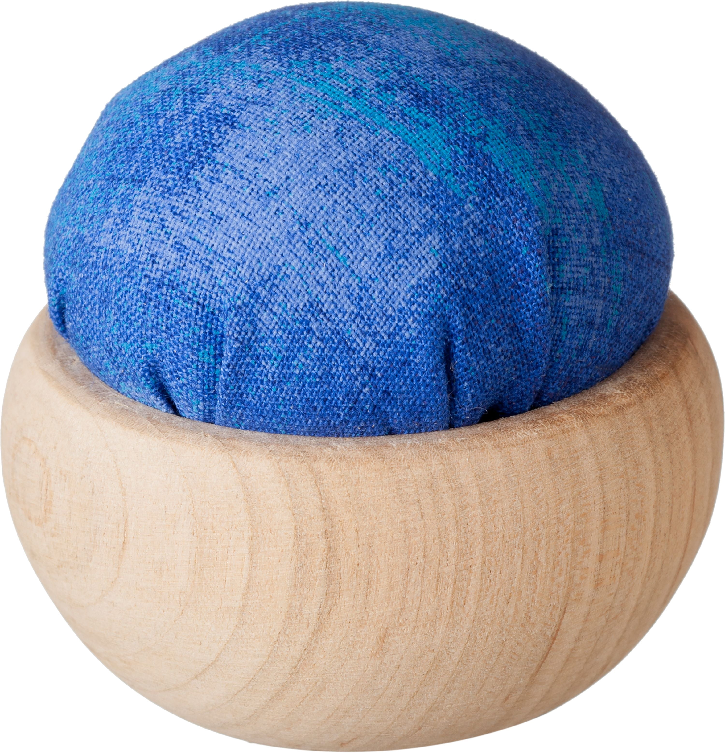 Tulip Pincushion - Green Cotton Cushion With Cherry Wood Base For Sewing