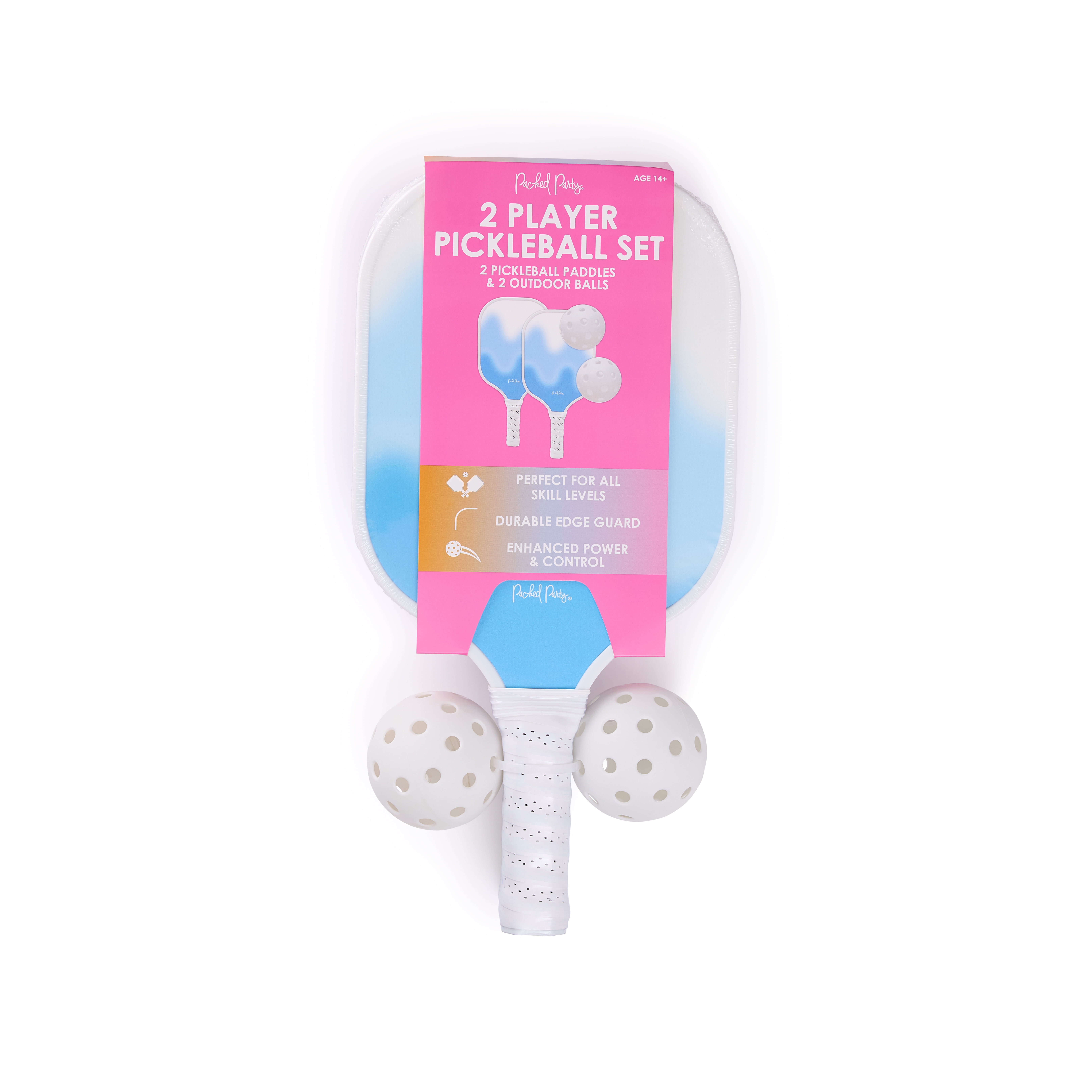 Packed Party Blue Ombre Pickleball Set, 2 Paddles, 2 Balls