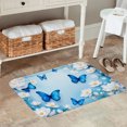 thumbnail image 2 of FJPT Non Slip Flannel Polyester Floor Mat With Blue Butterflies And White Flowers Design For Bathroom Kitchen Bedroom Decor 31.5x19.7 inch, 2 of 5