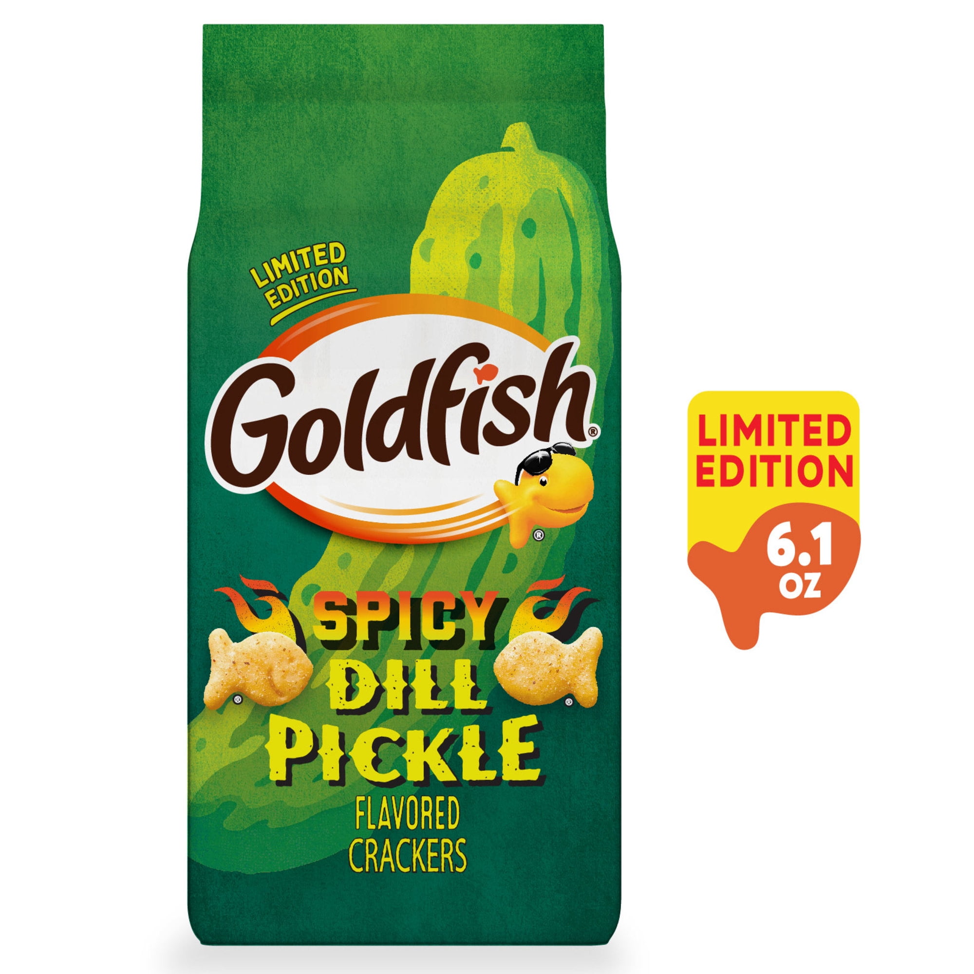 (6 pack) Goldfish Spicy Dill Pickle Flavored Crackers, 6.1 oz Bag