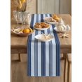 thumbnail image 3 of Navy Stripes Short Table Runner 48 Inches Long,Classic Minimalist Geometric Lines Art Cotton Linen Table Runners Dresser Scarves,Fabric Tabletop Scarf Furniture Cover for Home Dinner Party 13"x48", 3 of 9
