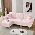 thumbnail image 5 of Wiilayok Velvet Modular Sectional Sofa,L Shaped Sectional Sofa Couch with Ottoman&Gold Legs,Comfy 3 Seater Sofa for Living Room Bedroom Apartment(Pink, 91" L Shaped), 5 of 11