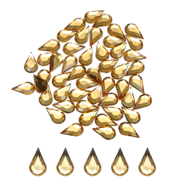 50PCS Gemas de lágrima de acrílico plano de 6x10mm, strass artificiales, manualidades de bricolaje, fabricación de joyas, marrón claro