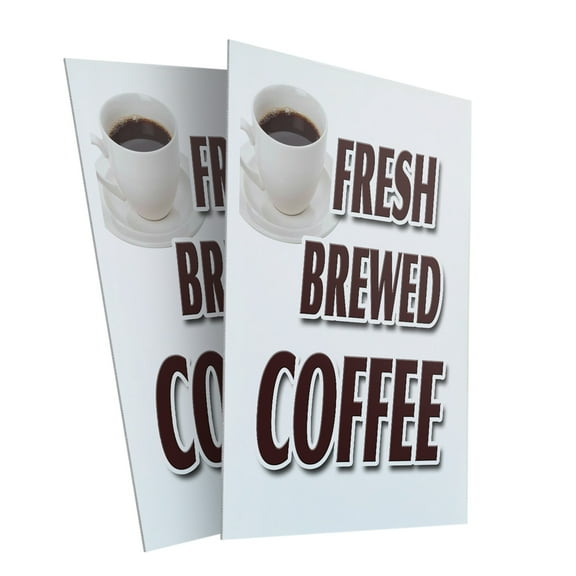 Fresh Brewed Coffee (2-PACK) 24" x 36" Plastic Signs | Sign Insert 4mm Corrugated Plastic Signs Storefront Window Poster