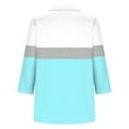 thumbnail image 3 of Cagogo Summer Tops Tshirt for Women Under $5 Casual 3/4 Sleeves V Neck Collared T Shirt Color Block Business Work Tunics Outfits Mothers Day Gift, 3 of 4