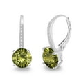 thumbnail image 1 of Womens Dark Green Cubic Zirconia Leverback Earring in Sterling Silver, 1 of 5