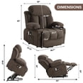 thumbnail image 6 of UHOMEPRO Power Lift Recliner Chair for Elderly, Electric Lift Chair with Heat & Gentle Massage, Compact Size for Seniors, USB Port, 2 Cup Holders, Living Room Recliner, Brown, 6 of 12