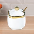 thumbnail image 4 of HLONK Ceramic Sugar Bowl Container with Lid and Spoon Spice Seasoning Box Ceramic Condiment Pot Condiment Jar for Counter White, 4 of 6