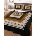 thumbnail image 3 of Quilts King Size Bedding Set, Brown Beige Western Lightweight Quilted Comforter, Vintage Texas Stars Country Wheats Soft Reversible Bedspread Coverlet with Pillow Covers for All Season, 96" x 106", 3 of 7